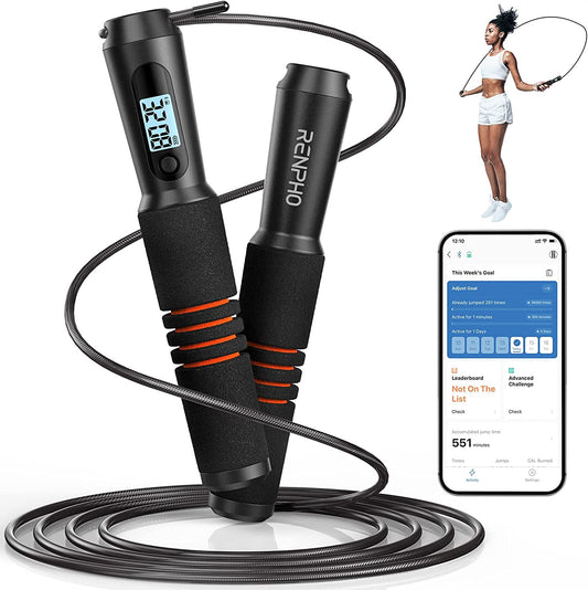 Smart Jump Rope - APP Data Storage & Tracking & Analysis, Tangle-Free Jumping Rrope for Men, Women, Skipping Rope with Counter, Adjustable Workout Jump Ropes for Crossfit, Gym, MMA